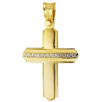 Cross 14ct Gold with Zircon by TRIANTOS