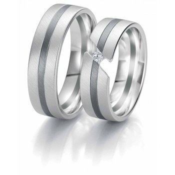 Wedding rings from 14ct Whitegold with Diamonds Breuning