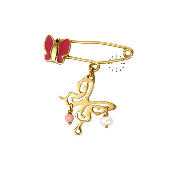 Pin 14ct gold with hanging charms