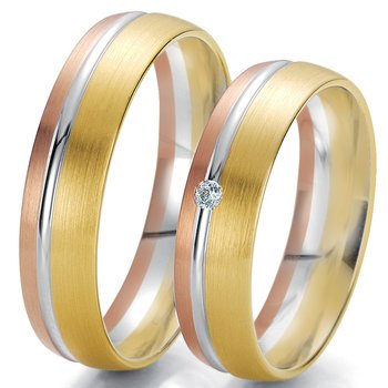 Wedding rings 8ct Pink Yellow White gold with Diamond Breuning