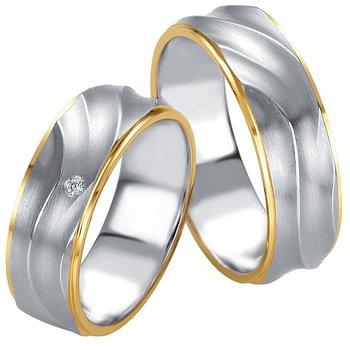 Wedding rings in 14ct Gold and Whitegold with Diamond Breuning