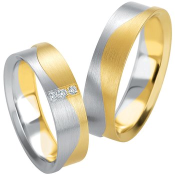 Wedding rings in 14ct Gold and Whitegold with Diamonds Breuning