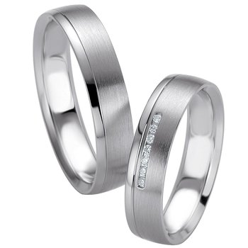 Wedding rings in Silver 925 Sterling Silver and 14ct Gold with Diamonds Breuning
