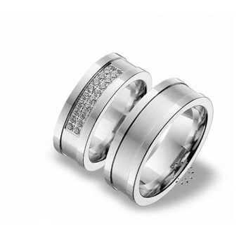 Wedding rings in 14ct Whitegold with Diamonds Blumer
