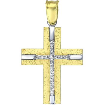 Βαπτιστικός σταυρός 14Κ Χρυσό και Λευκόχρυσο με Ζιρκόν SAVVIDIS