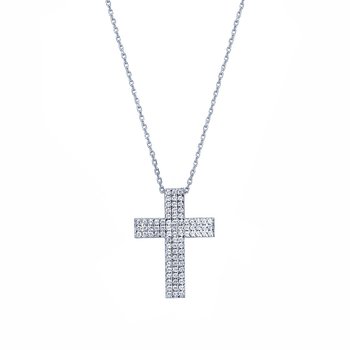 Cross 14ct Gold and White Gold with Zircon