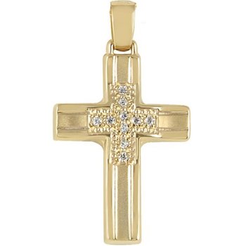 Βαπτιστικός σταυρός SAVVIDIS από χρυσό 14Κ με ζιργκόν SAVVIDIS