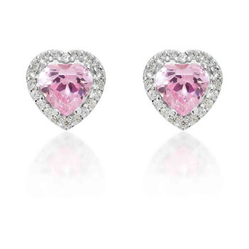 Σκουλαρίκια DOUKISSA NOMIKOU Pink Heart Earrings Pave