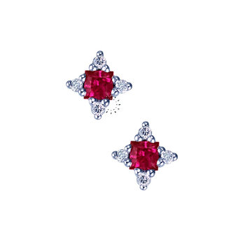 Earrings 18ct with Ruby and Diamonds Muse Collection