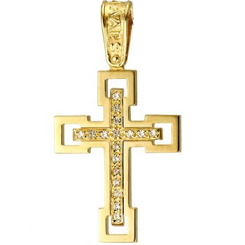 Cross 14ct Gold  with zircon SAVVIDIS