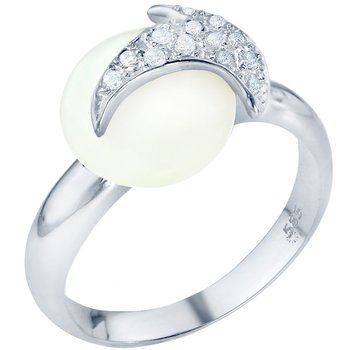 Ring 14ct Whitegold with Mother of Pearl and  Zircon