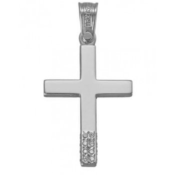 Βαπτιστικός σταυρός 18 Καράτια Λευκόχρυσο με Διαμάντια ΤΡΙΑΝΤΟΣ
