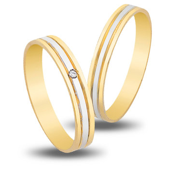 Wedding Rings in 9ct Yellow Gold and White Gold with Zircon