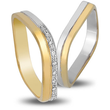 Wedding Rings in 14ct Yellow Gold and White Gold with Zircons