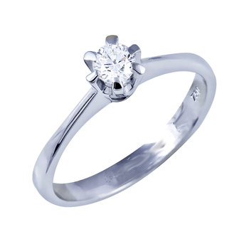 Solitaire Ring 18ct White Gold with Diamonds by SAVVIDIS (No 54)