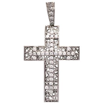 Cross 14ct White Gold with Zircon by FaCaDoro