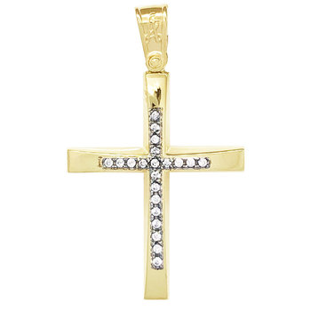 14ct Gold Cross with Zircon by SAVVIDIS