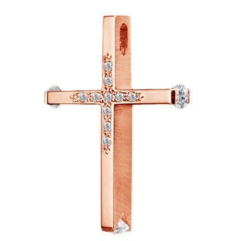 Cross 14ct Rose Gold with zircon by TRIANTOS