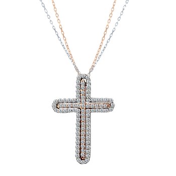 Cross 14K rose gold and white