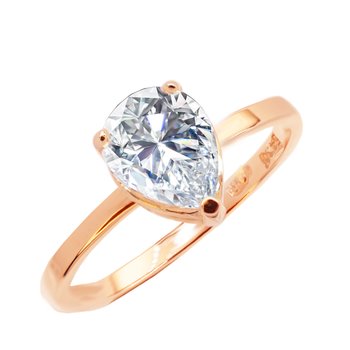 Solitaire ring Petra 14ct Rose Gold with zircon SOLEDOR