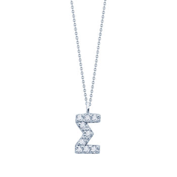 Necklace monogram 14ct white gold with zircon SOLEDOR
