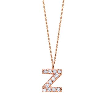 Necklace monogram 14ct rose gold with zircon SOLEDOR