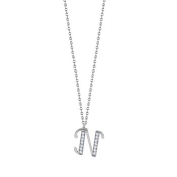 Necklace monogram N 14ct white gold with zircon SAVVIDIS