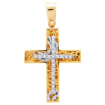 Cross 14ct gold and white gold with zircon SAVVIDIS