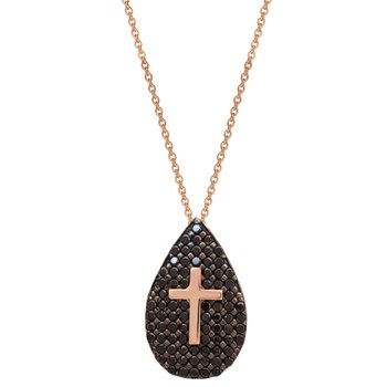 Necklace with cross 14ct rose