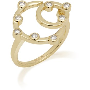 JCOU Round minimal 14ct Gold-Plated Sterling Silver Ring With White Zircons