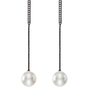 KARL LAGERFELD Geometric Pearl & Pave Drop Earrings