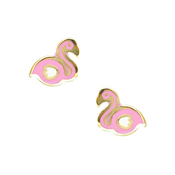Earrings 9ct Gold Flamingo