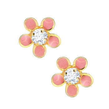 Flower Earrings 9ct Gold with Zircon and enamel by Ino&Ibo