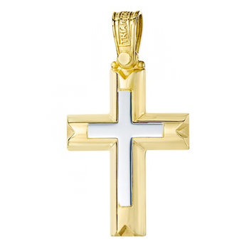 Βαπτιστικός σταυρός TRIANTOS από χρυσό και λευκόχρυσο 14Κ