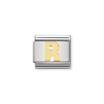 NOMINATION Link - LETTERS in stainless steel with 18k gold R