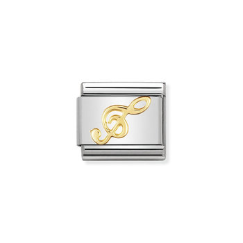 NOMINATION Link - MUSIC in stainless steel with 18k gold Treble clef