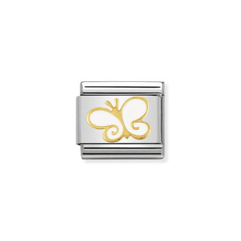 NOMINATION Link - NATURA in stainless steel with enamel and 18k gold Butterfly