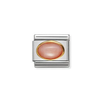 NOMINATION Link - oval hard stones in stainless steel and gold 18k PINK CORAL