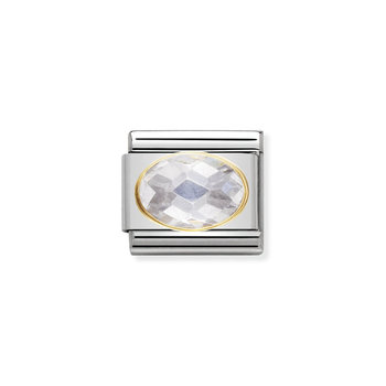 NOMINATION Link - FACETED CUBIC zirconia, stainless steel and 18k gold White