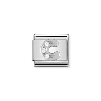 NOMINATION Link - ALPHABETH stainless steel, Cub. zirc and 925 silver C