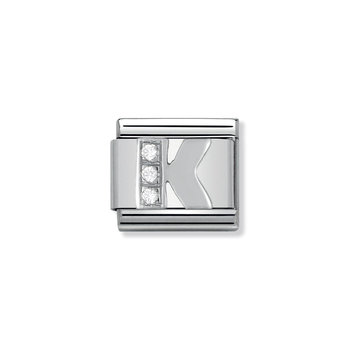 Σύνδεσμος (Link) NOMINATION - Γράμμα K σε ασήμι 925 με ζιργκόν