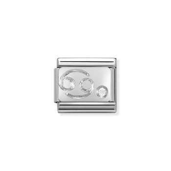 NOMINATION Link - ZODIAC stainless steel, Cub. zirc and 925 silver Cancer