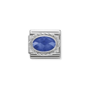 NOMINATION Link - FACETED CZ in stainless steel with sterling silver setting and detail (007_BLUE)