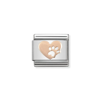 NOMINATION Link - SYMBOLS stainless steel and gold 9k Heart with Footprints