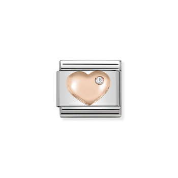 NOMINATION Link - Symbols in stainless steel with 9K rose gold and CZ Heart
