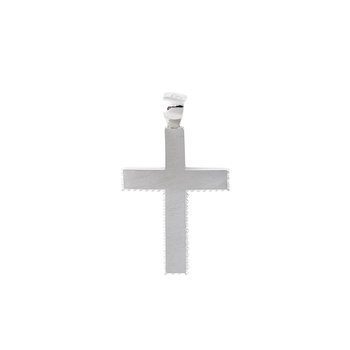 Βαπτιστικός σταυρός SAVVIDIS  από λευκόχρυσο 14Κ με ιδιαίτερο τελείωμα
