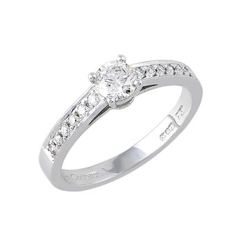 Solitaire Ring 18ct White Gold with Diamond by FaCaDoro (No 55)