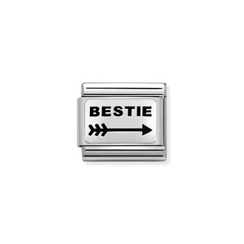 NOMINATION Link - Bestie with an Arrow in Stainless Steel, Silver 925 and Enamel