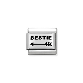 NOMINATION Link - Bestie with an Arrow in Stainless Steel, Silver 925 and Enamel