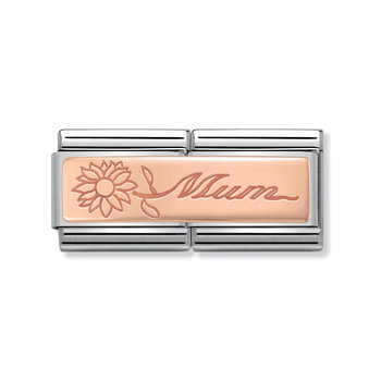 NOMINATION Link - Mum with Flower in Rose Gold 9K with Silver 925 and Stainless Steel